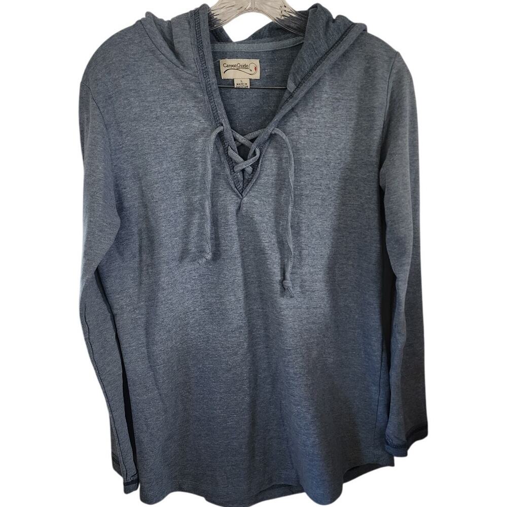 Canyon Guide Blue Lace Up Hoodie Sweatshirt Large